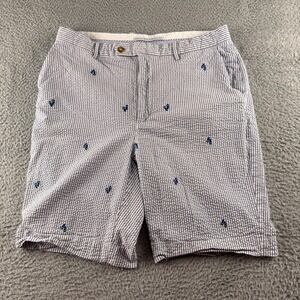 Fairway & Greene Seersucker Shorts Mens 36x10" Blue White Flip Flop Sandal Print